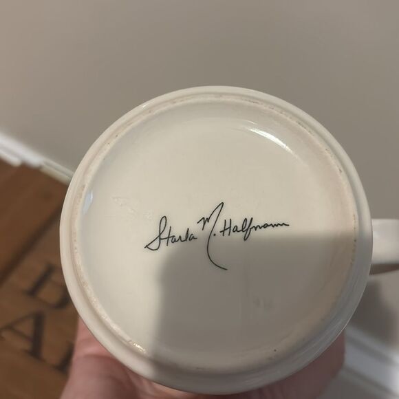 Anthropologie PETAL PALETTE MONOGRAM E 14oz Mug Cup Floral Starla M. Halfmann - Picture 4 of 4